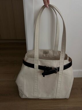 L.L.Bean TIBI Canvas Tote with Black Belt Accent
